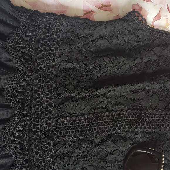 Ake lace and tulle peplum top. Black, Size small. - Picture 9 of 15